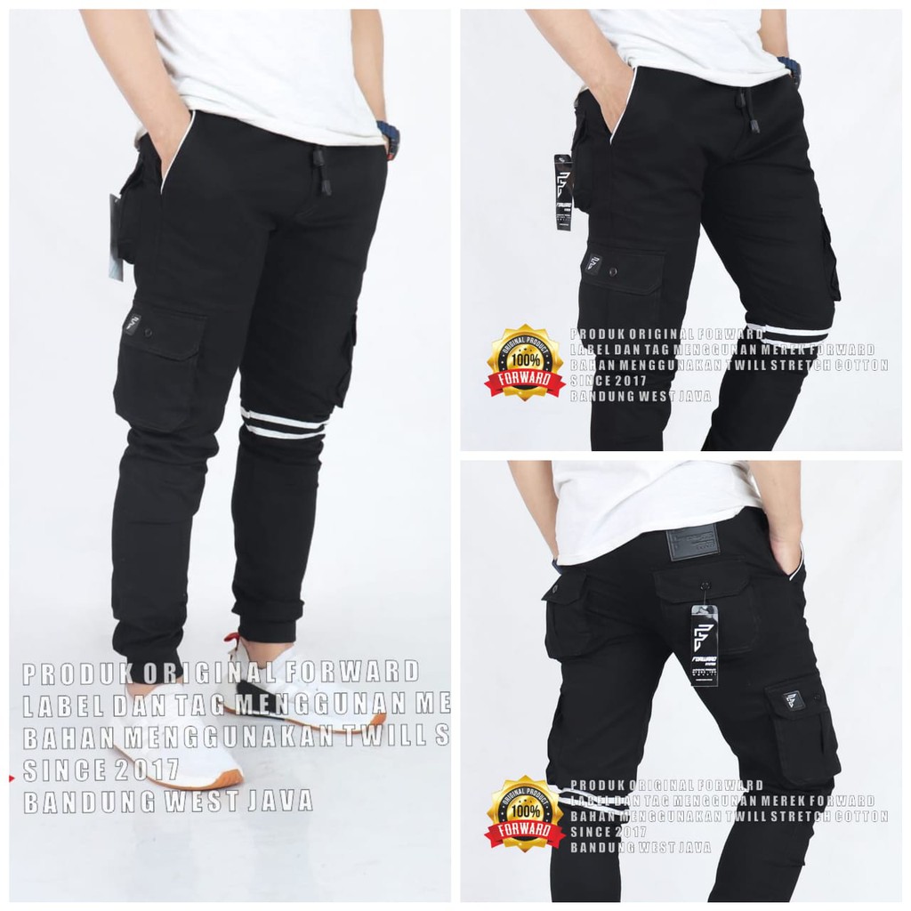 Celana Cargo Joger Jogger Pria strip Original Forward