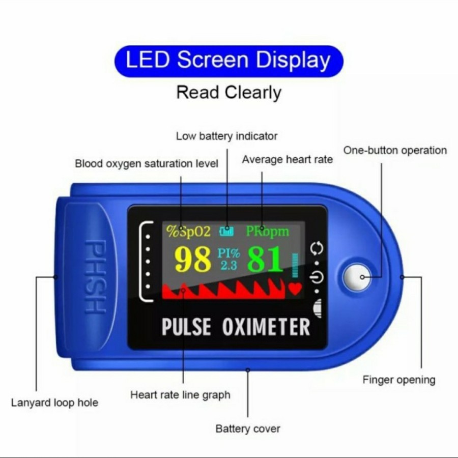 Fingertip pulse Oximeter Oxymeter SpO2 LCD Full Colour LK88 D2