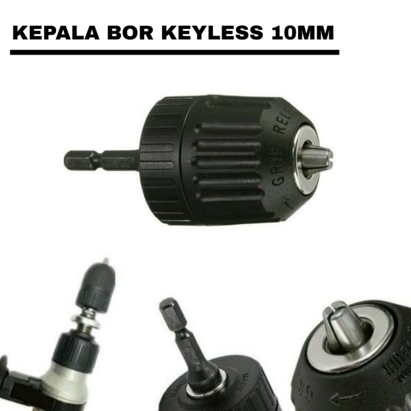 Kepala Bor 10mm 3/8&quot; Tanpa Kunci Keyless Drill Chuck 10Mm