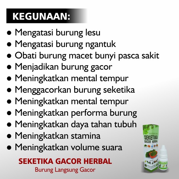 Seketika Gacor Herbal Sempati Obat Burung Sakit Macet Bunyi Lesu Tidak Gacor Untuk Murai Kacer Dll Shopee Indonesia