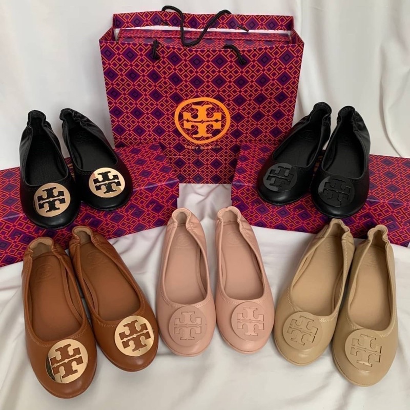 Sepatu Kulit Teplek Datar Wanita TB Leather Flatshoes Premium Import Hitam Black Putih Gading White 