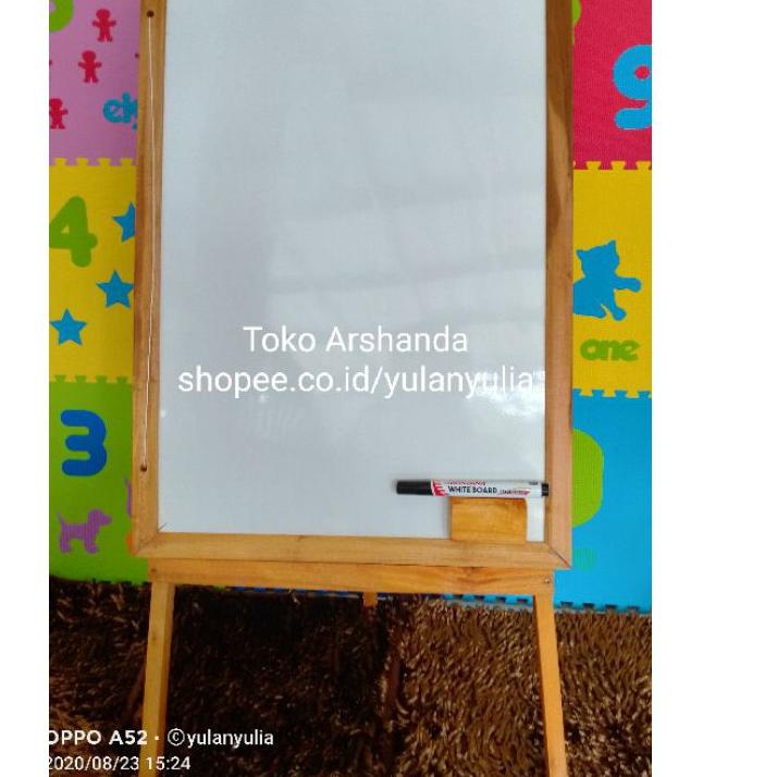 

[KODE PRODUK QNVYT3676] papan tulis 40x60 white board +standing gratis spidol dan penghapus