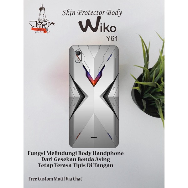 Dapat 2pcs Garskin HP Wiko Y61 Motif wall  - Free Custom Motif