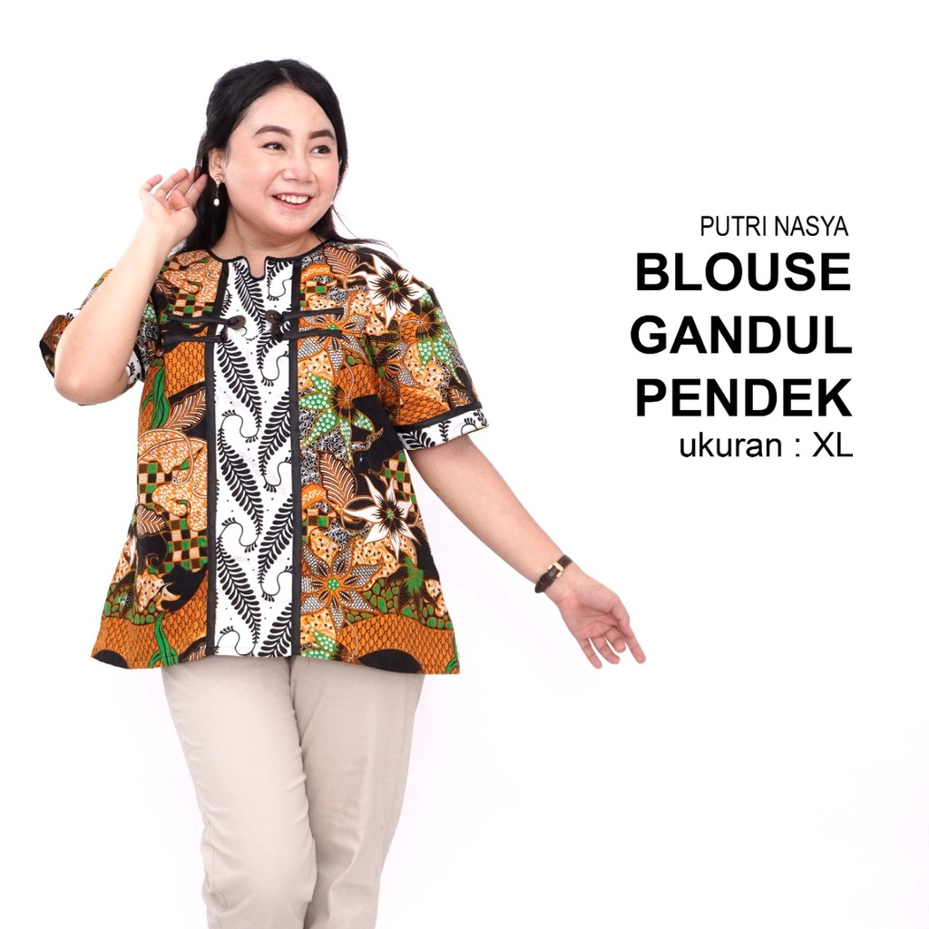 Blouse Batik Big Size Wanita Atasan Batik Jumbo Lengkap S-M-L-XL-2L-3L-4L-5L-6L-7L Model Blus Jumbo Seragam Batik / Atasan Batik Wanita Kantor Kerja Bigsize LD 140