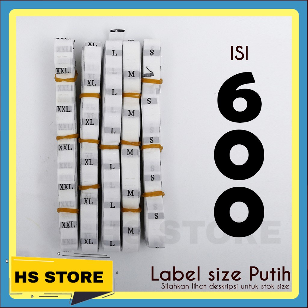 

Size Label Baju Label Pakaian Woven Rajut Polyester Putih Isi 600 pcs