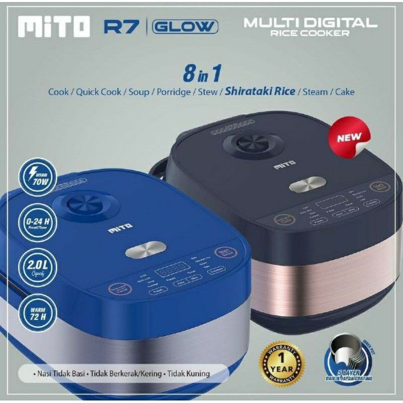 Mito Mitochiba Multi Digital Rice Cooker R7 Glow 8 in 1 Japan Quality