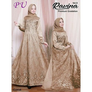 RAVINA DRESS MUSLIMAH BROKAT TILE GAUN PESTA MUSLIM 