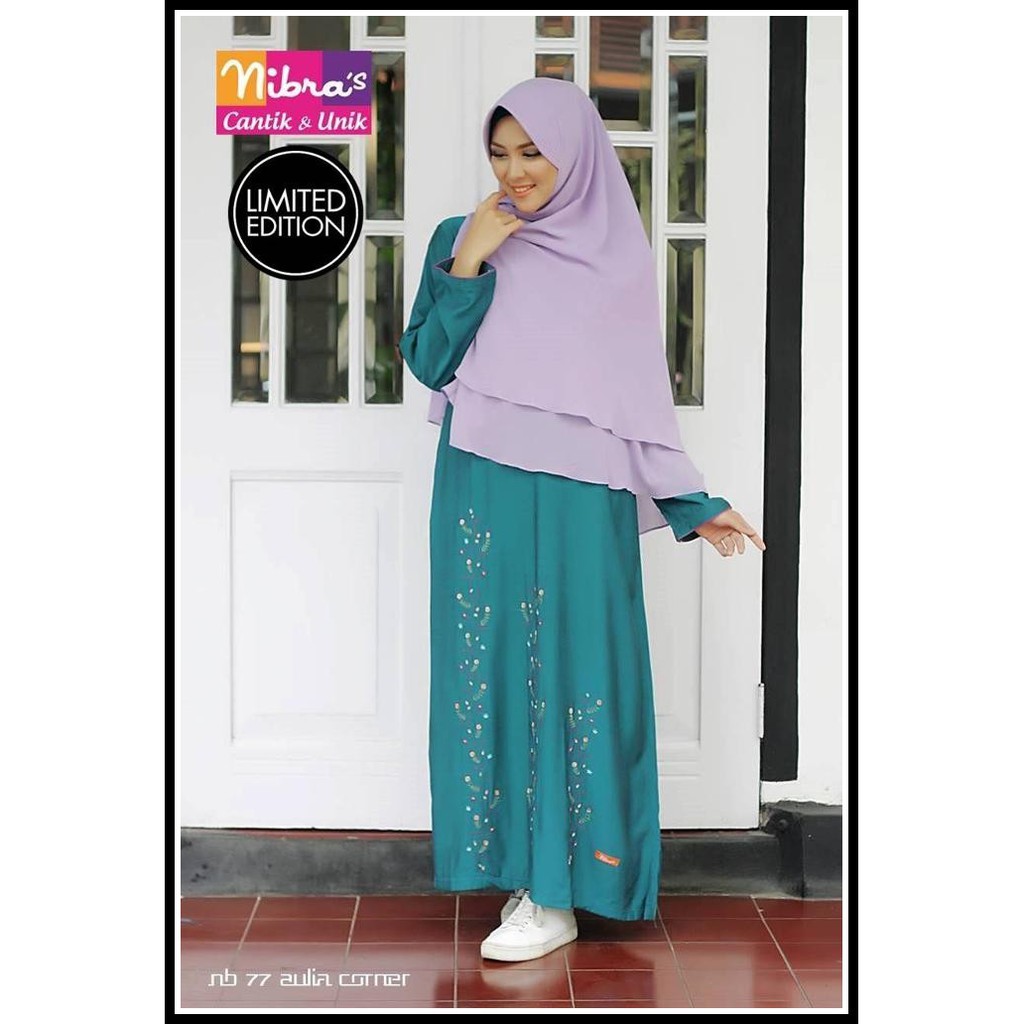 Gamis Murah Nibras NB 77 Hijau Baju Wanita Terbaru Gamis Syari