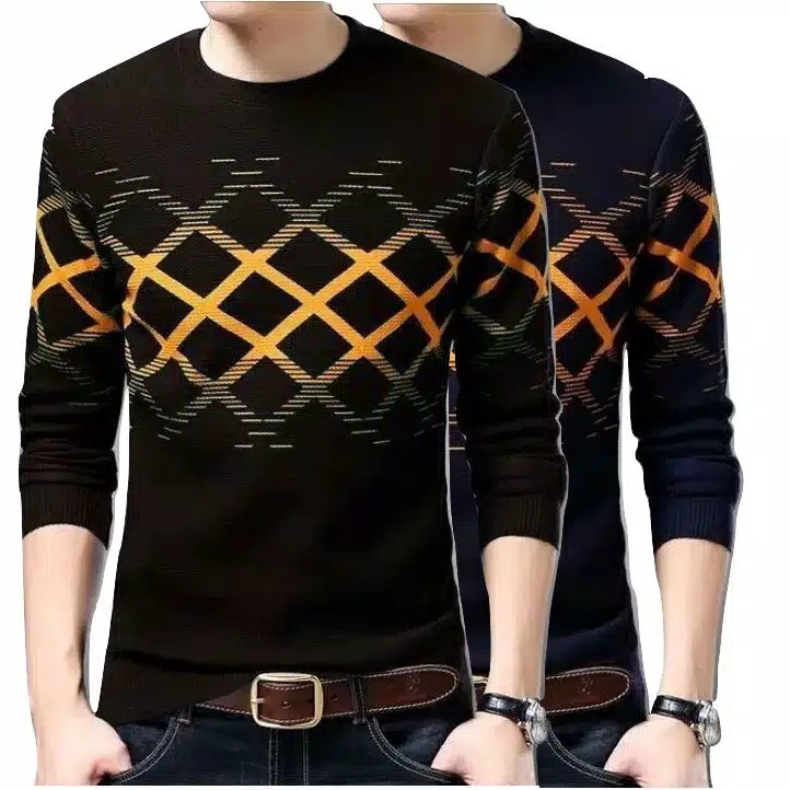 Sweater Pria Rajut Hexa Tribal