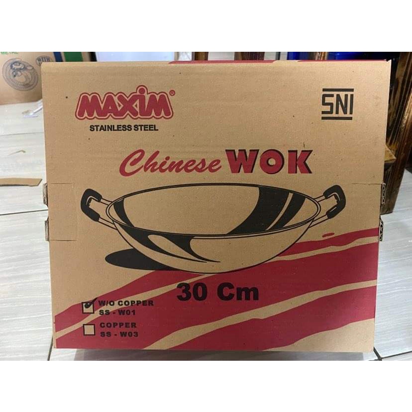 WAJAN MASAK STAINLESS WAJAN 24 30 CM MASPION SS W17 PENGGORENGAN WOK KUALI ANTI KARAT BISA KOMPOR LISTRIK DAN INDUKSI