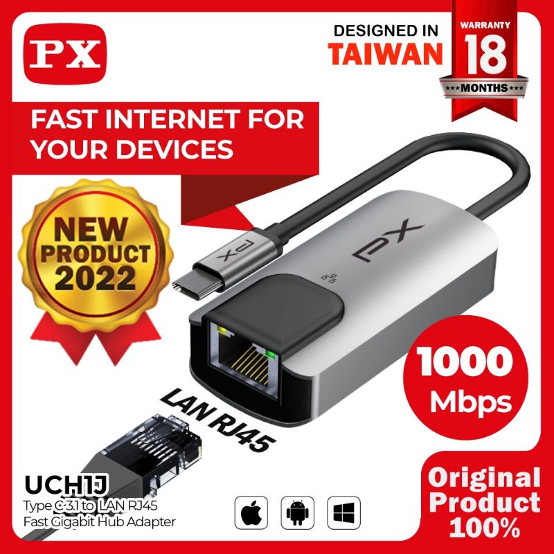 USB 3.1 TYPE C to Gigabit Lan Ethernet RJ45 1000Mbps PX UCH1J