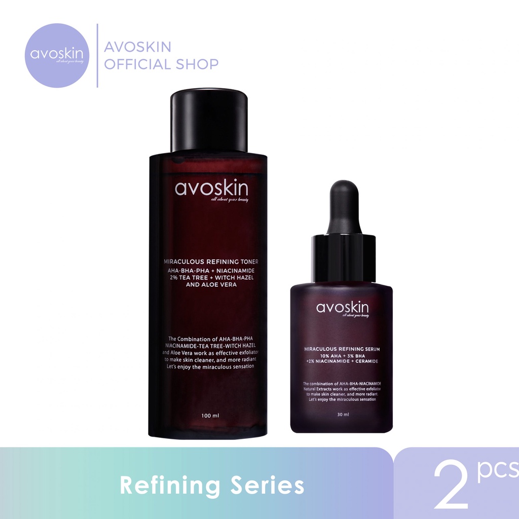 AVOSKIN Miraculous Refining Toner 100ml Refining Serum 30ml || Refining Serum Anniversary Edition 30ml