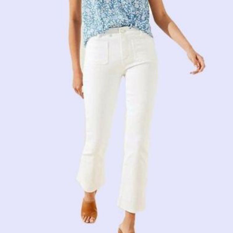 Loft 55 Chewet Hem Skinny Denim Pants White Celana Panjang Wanita Original Branded