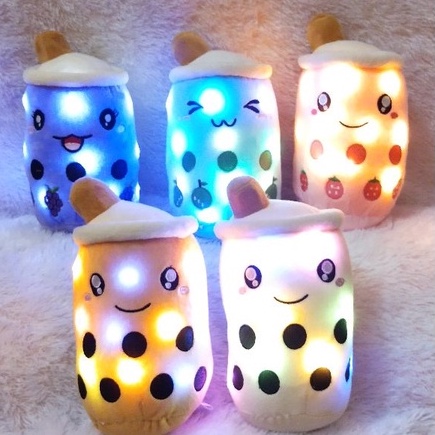 Boneka Boba Bubble tea kecil LED Murah ukuran 25cm berbahan halus dan lembut standar SNI