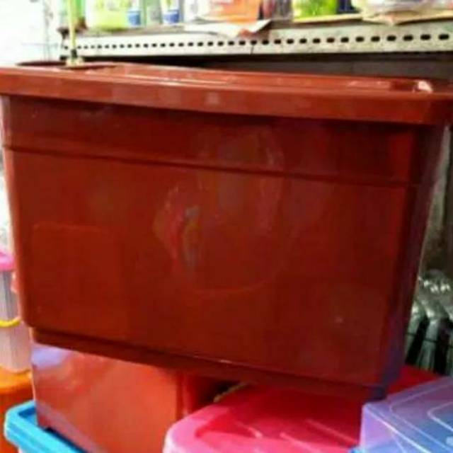 Roller Box Container 50 Liter CPM lebih tebal kualitas Shinpo / Tempat Penyimpanan Barang Plastik