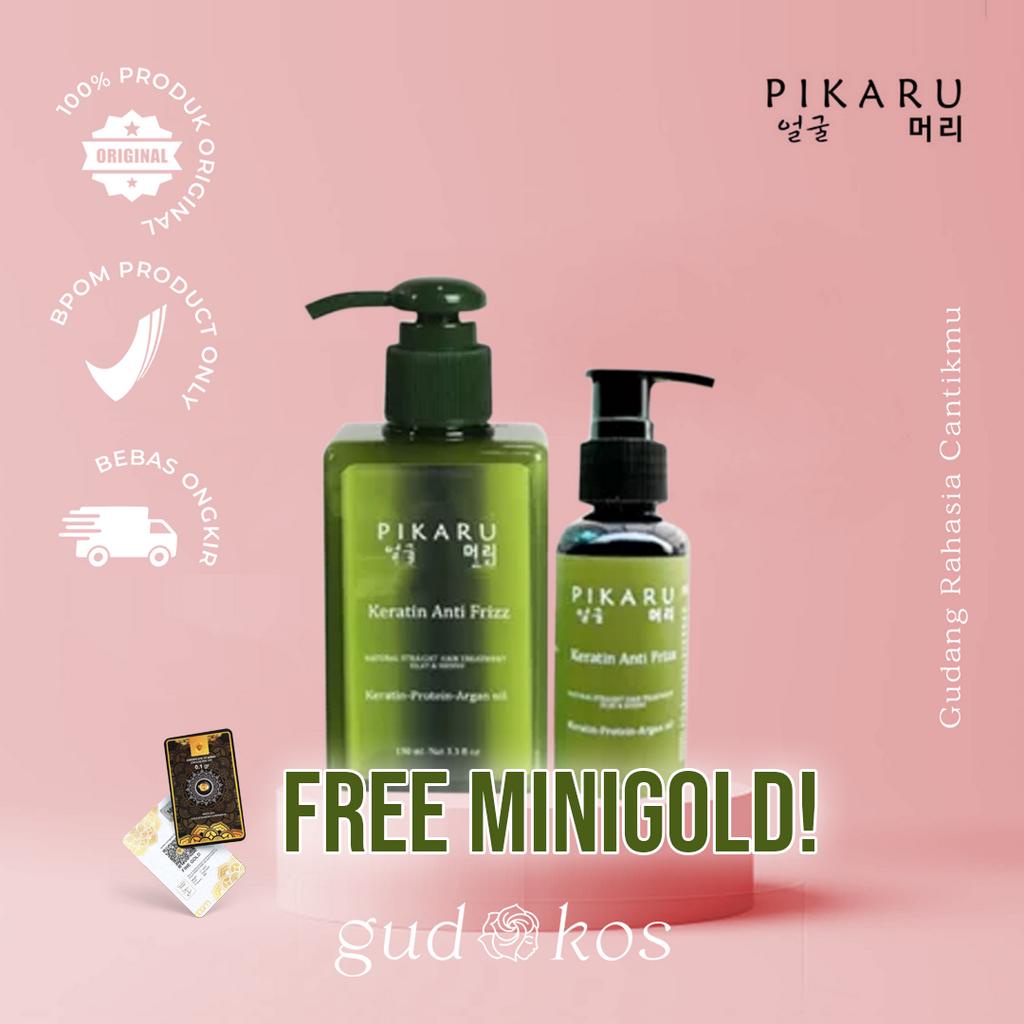 PIKARU Keratin Anti Frizz Hair Treatment Shampoo - Rambut Natural Lurus Berkilau