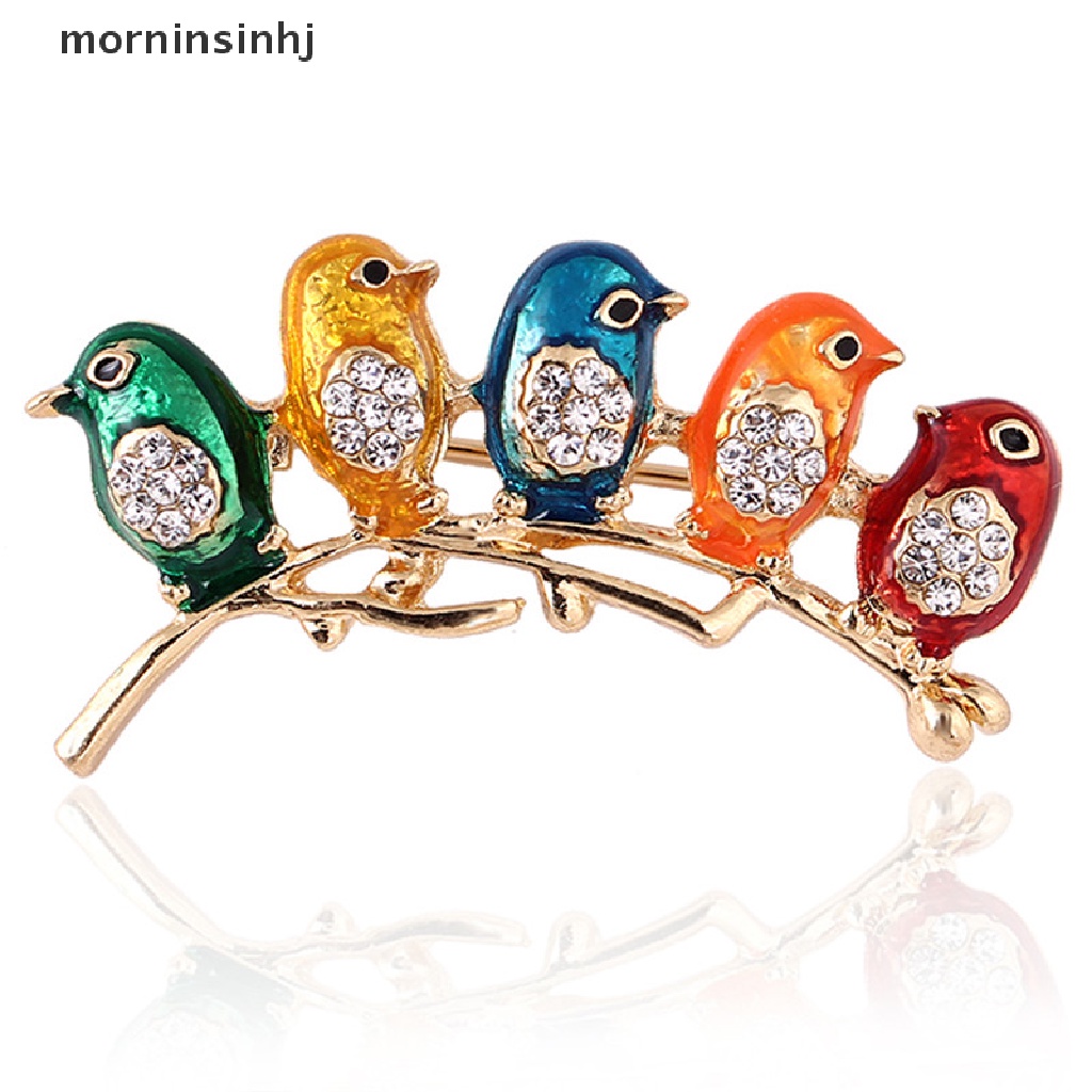 Mor Brospin Desain Burung Enamel Hias Kristalberlian Imitasi Untuk Wanita