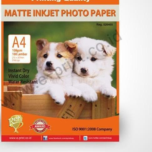 

♜ E-Print Matte Inkjet Photo Paper Kertas 108 Gsm A4 Isi 100 ❃