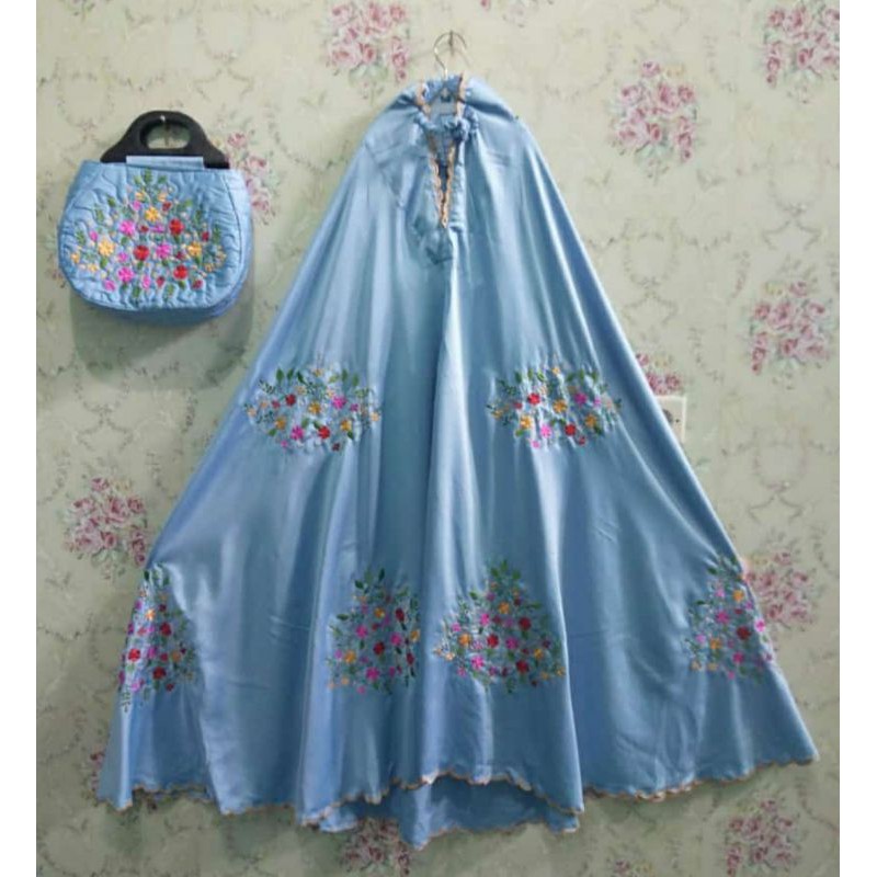 Mukena  Marocco Khas Tasik Bordir Manual Tas pegangan Kayu.. mewah