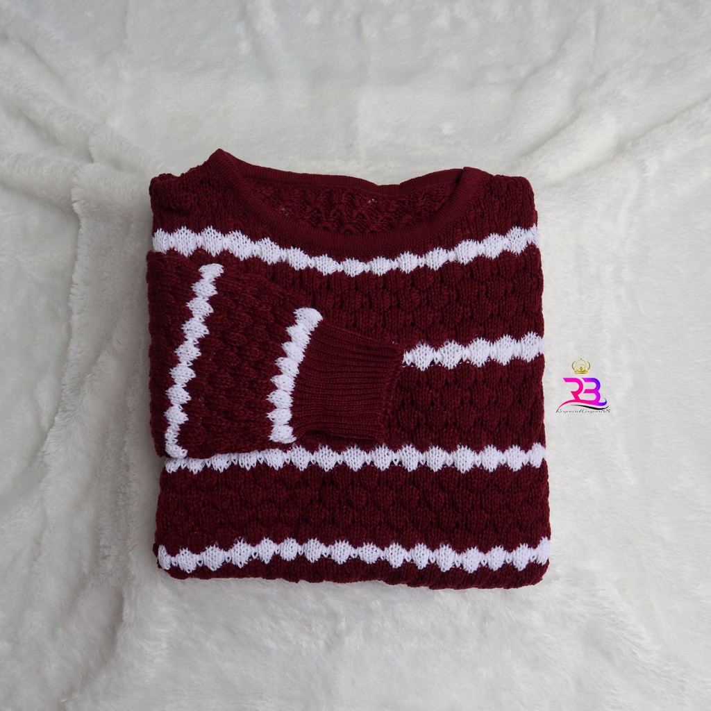 Sweater nanas stripe rajut || sweater ziggy tribal rajut / atasan rajut-MARON