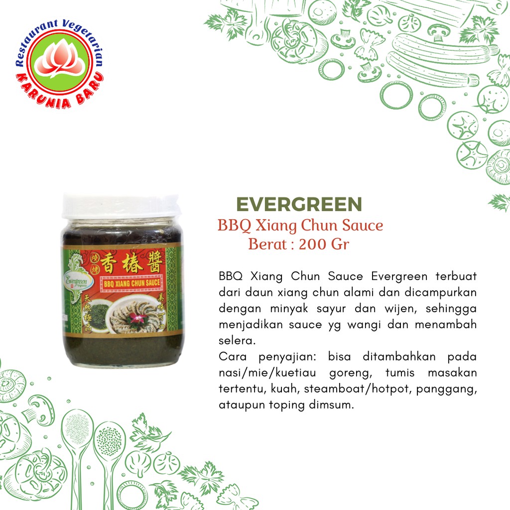 

Evergreen BBQ Xiang Chun Sauce Vegan/Chinese Cedar Oil