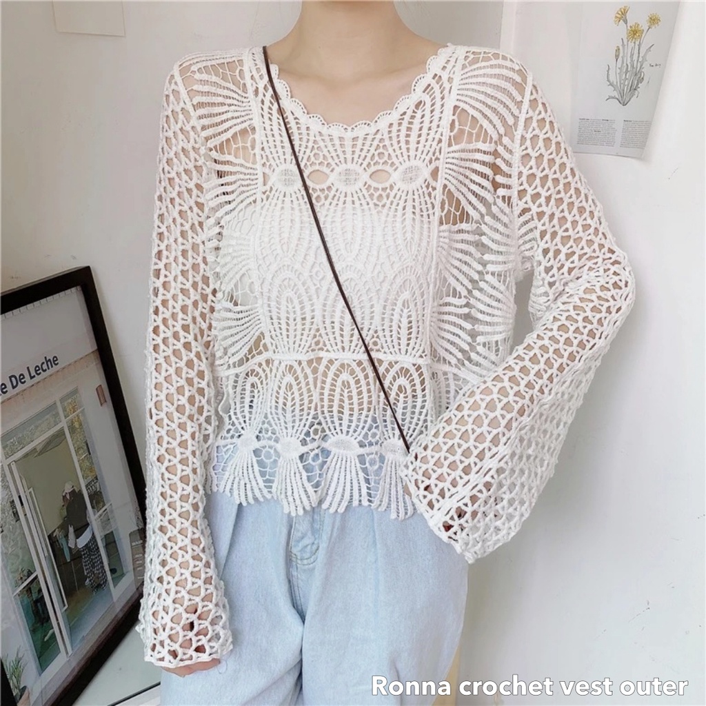 Ronna crochet vest outer -Thejanclothes