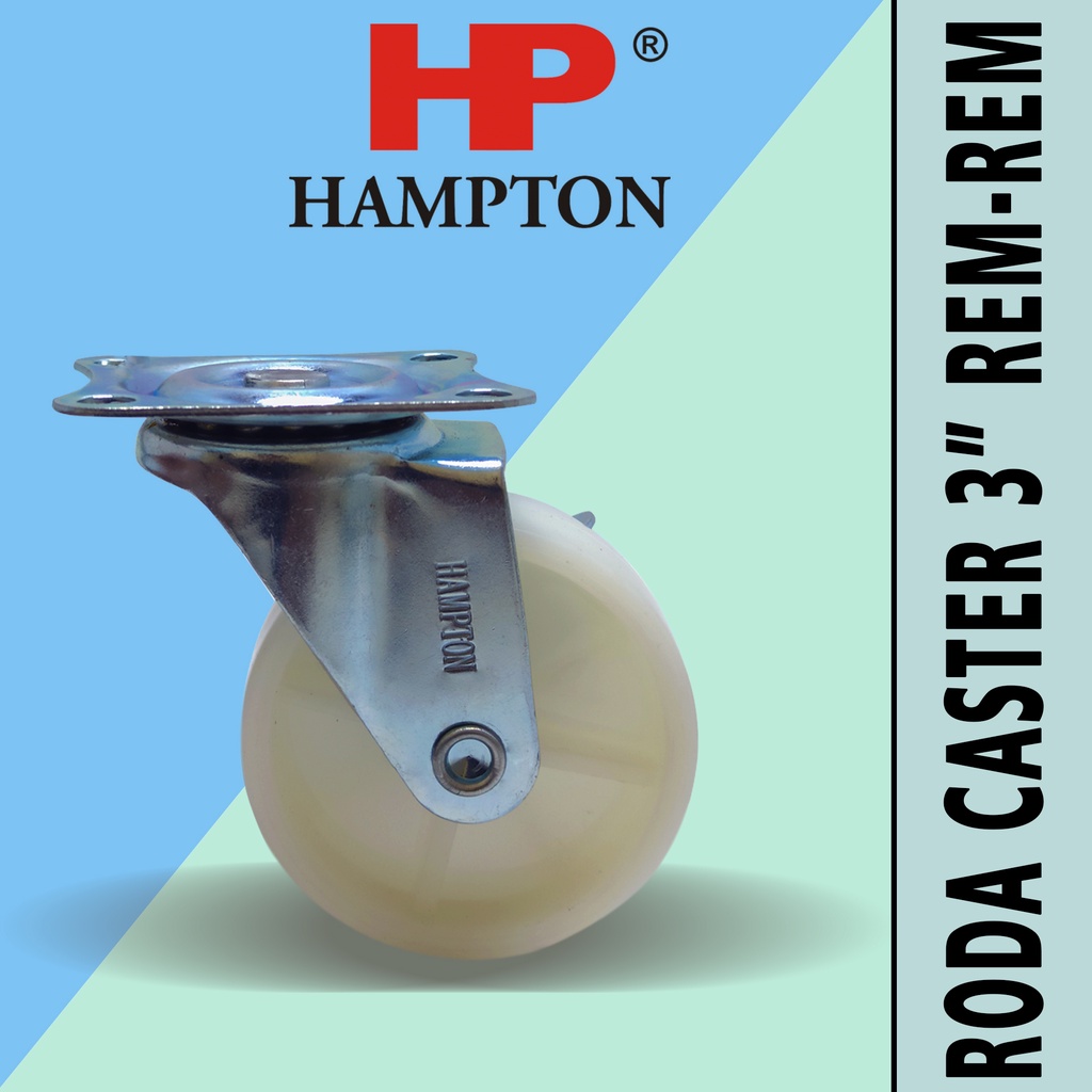 Roda Caster Hampton 3" Nilon Rem Roda Troli 3 Inch Nylon Brake