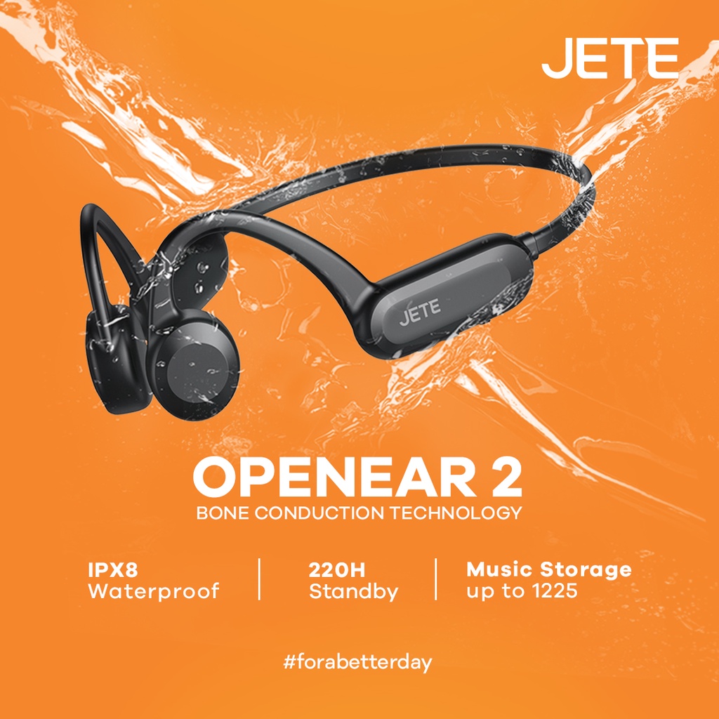 Sport Headset Bluetooth IPX8 JETE Open Ear 2  - Garansi 2 Tahun