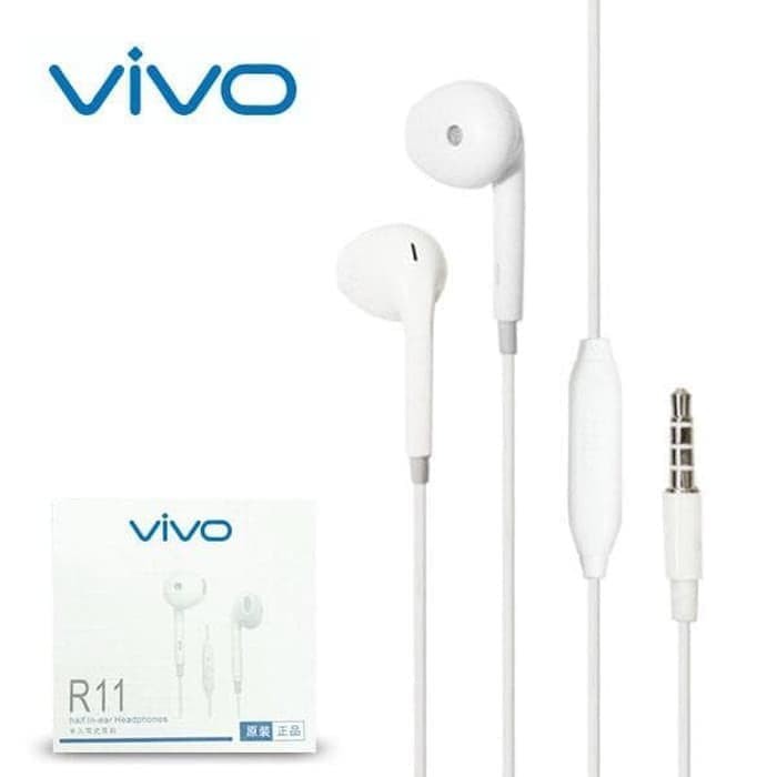 Headset Earphone R11 Original 99% Vivo Handsfree With Mic Grosir