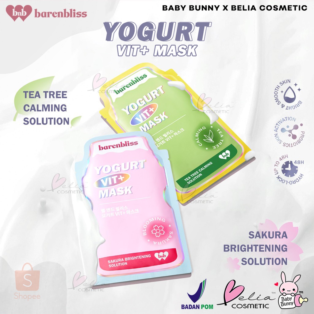 ❤ BELIA ❤ BNB Barenbliss Yogurt Vit+ Mask | Calming Sheet Mask Korea Essence Serum Masker Wajah Skincare 25ml