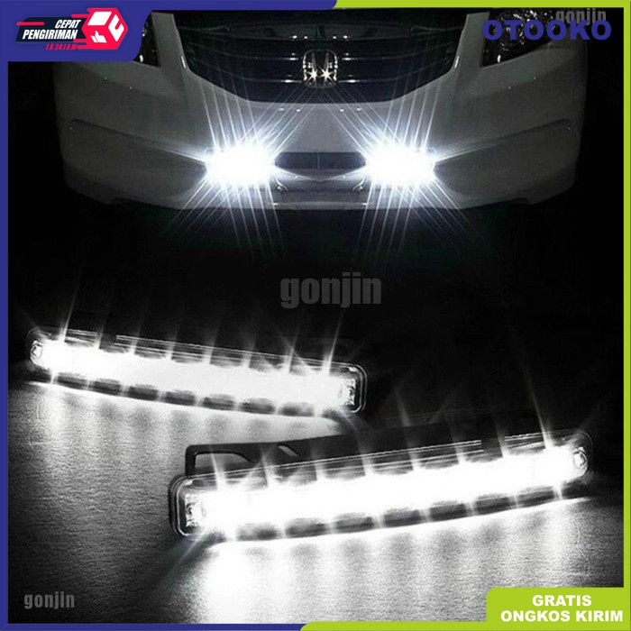 Lampu Fog Lamp Daytime Running Light DRL Mobil 8 LED 6000K 12V 1Pcs