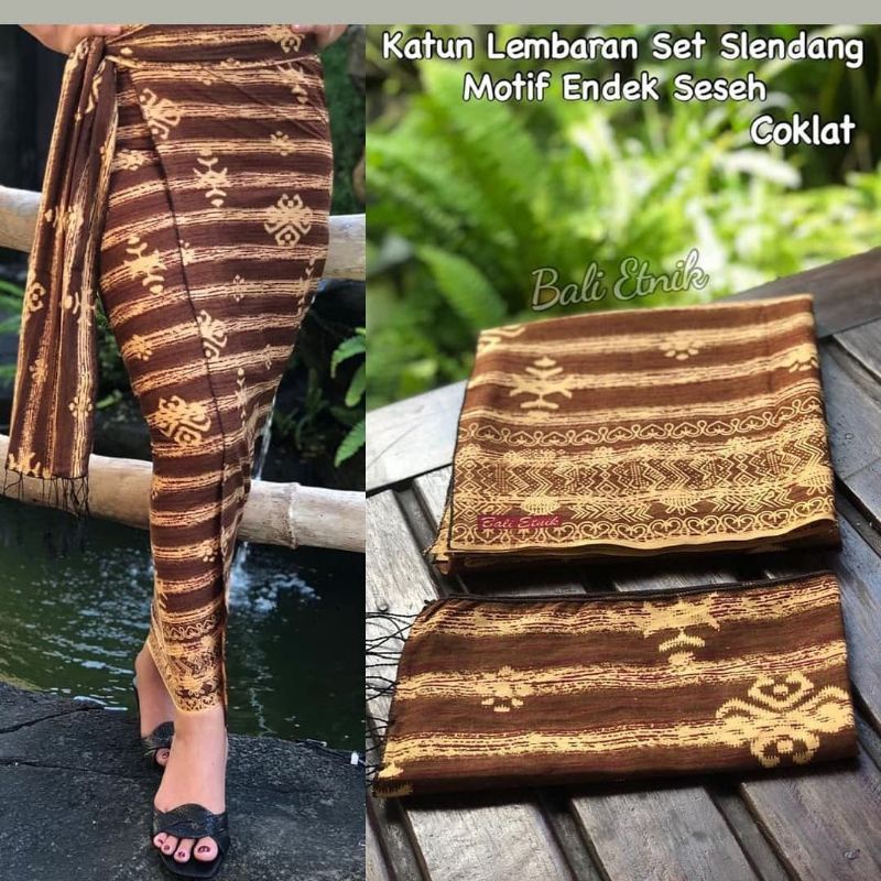 Kamen lembaran set selendang motif endek seseh