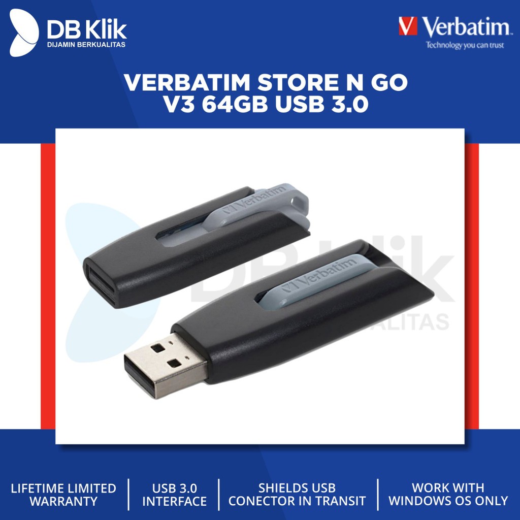 Flashdisk VERBATIM Store n Go V3 64GB USB 3.0 - USB Verbatim V3 64GB