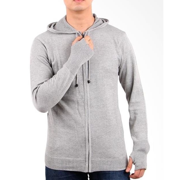 Keluaran Minggu Ini JAKET BOMBER PRIA IMPORT HOODIE RAJUT ABU MUDA - JAKET SWEATER MURAH PRIA  86ZKW