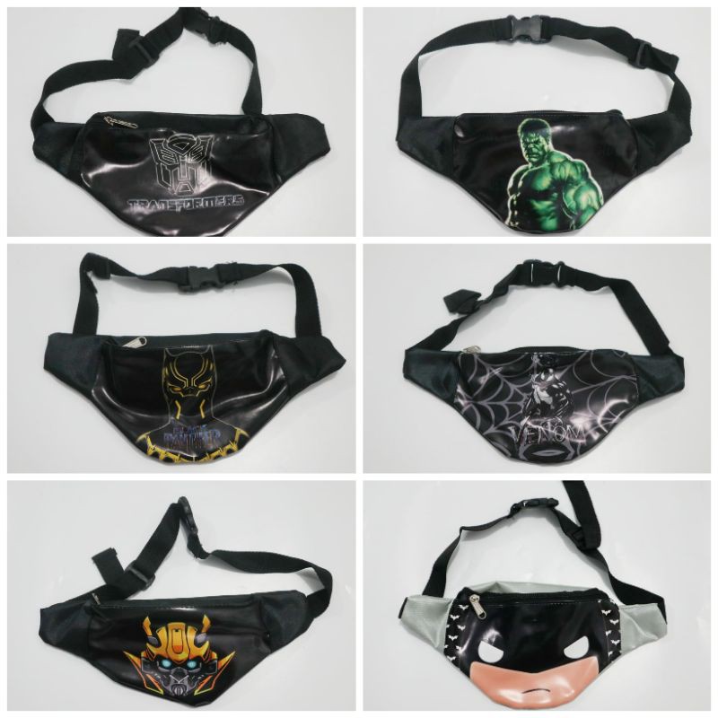 TAS PINGGANG SLEMPANG ANAK SUPERHERO HULK BLACK PANTHER BUMBLEBEE BATMAN TRANSFORMERS