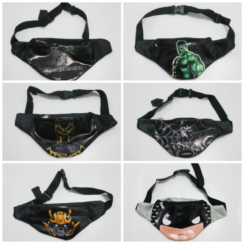 TAS PINGGANG SLEMPANG ANAK SUPERHERO HULK BLACK PANTHER BUMBLEBEE BATMAN TRANSFORMERS