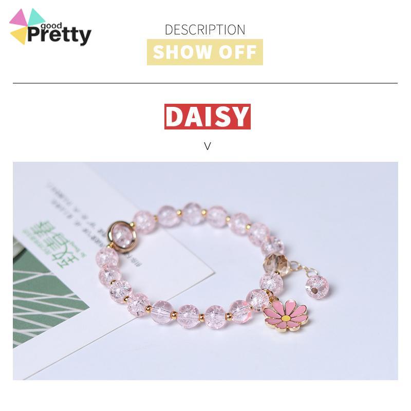 Gelang Rumbai Bunga Daisy Kristal Korea Wanita Gadis Gelang Perhiasan Aksesoris - PD