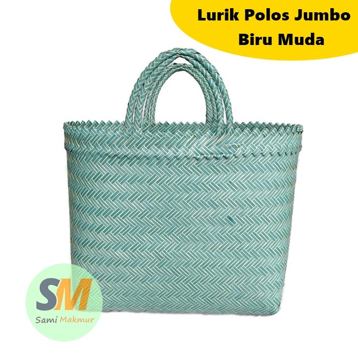 Tas Anyaman Plastik POLOS LURIK JUMBO (L)  / Tas Belanja / Tas Anyam Jinjing / Tas Hajatan Parcel