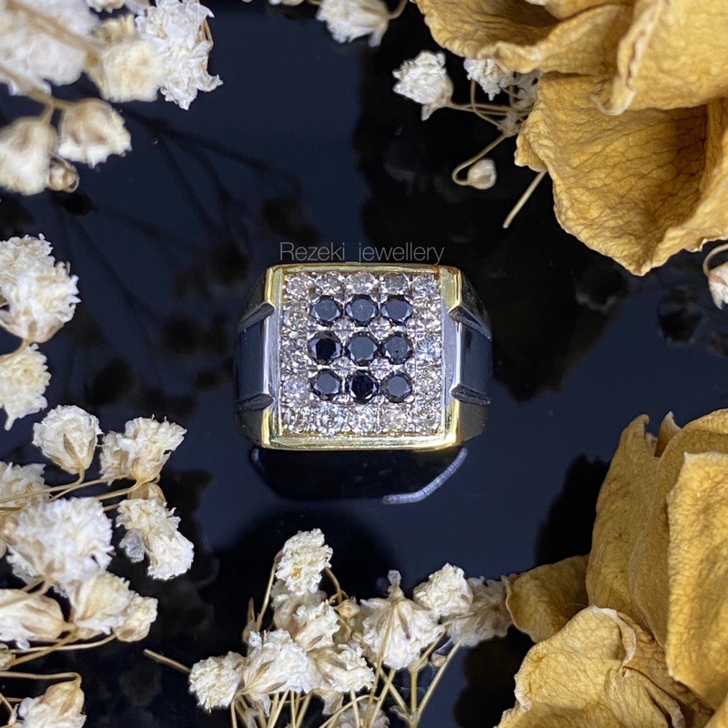 cincin pria berlian hitam natural black diamond