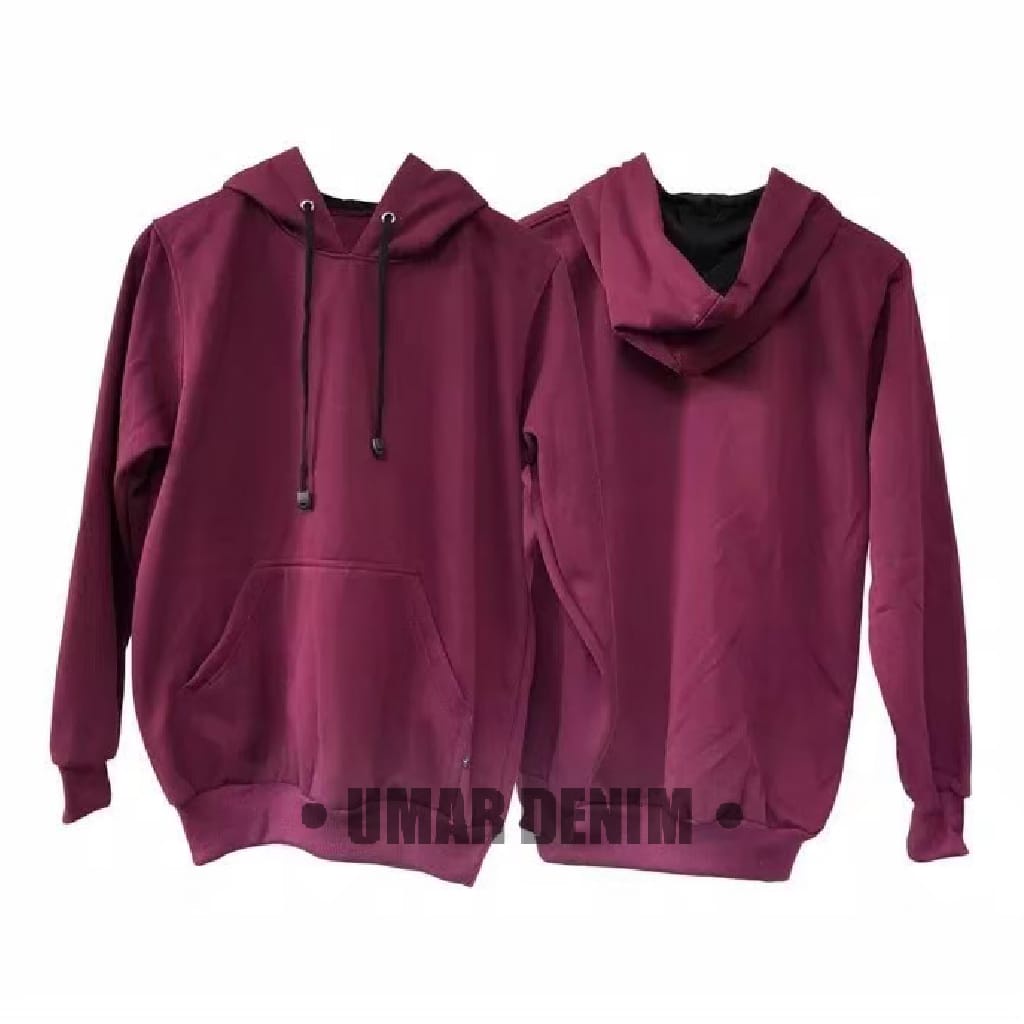 Basic Hoodie Pria Wanita Polos Bahan Flacee