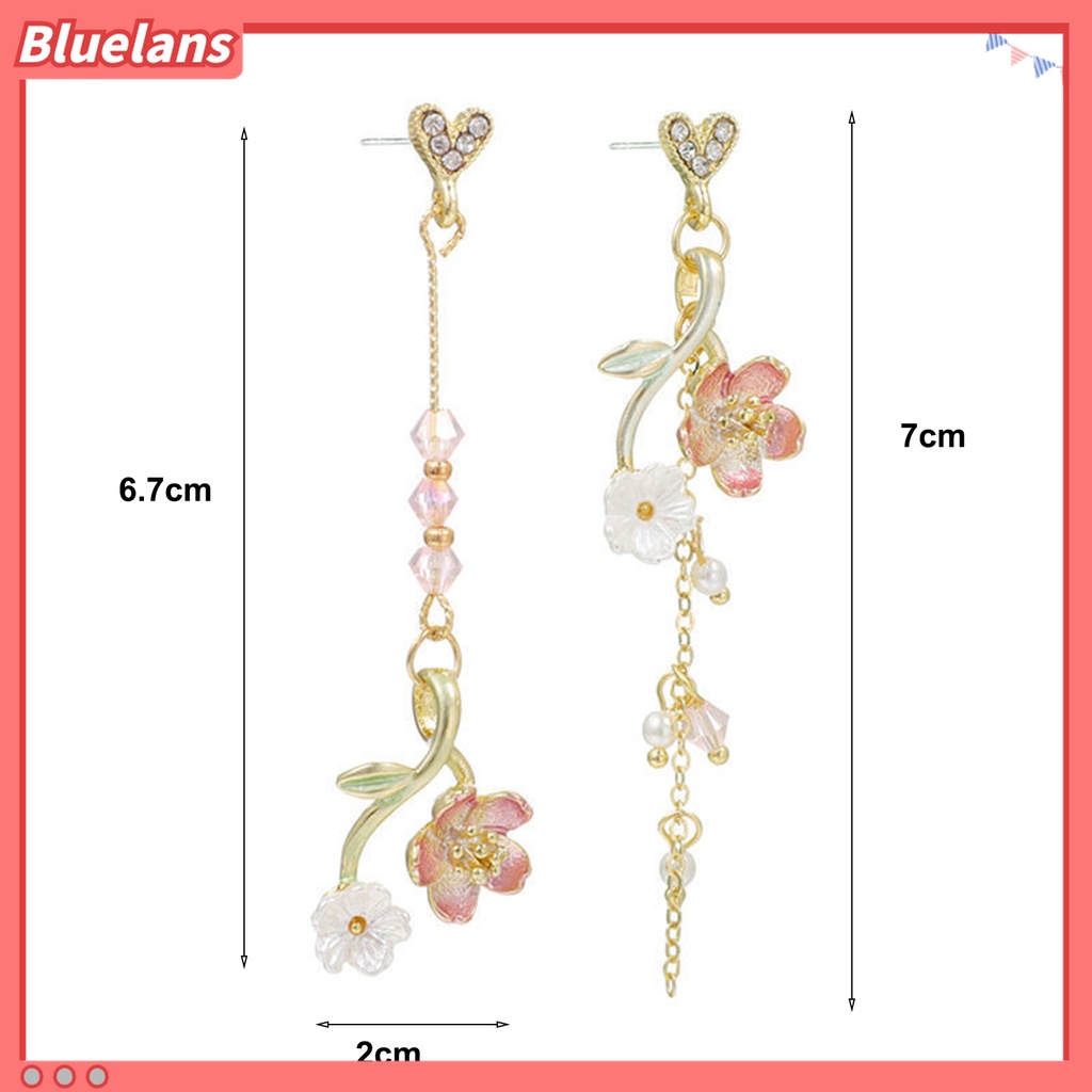 Bluelans Anting Rumbai Kristal Imitasi Geometris Warna-Warni