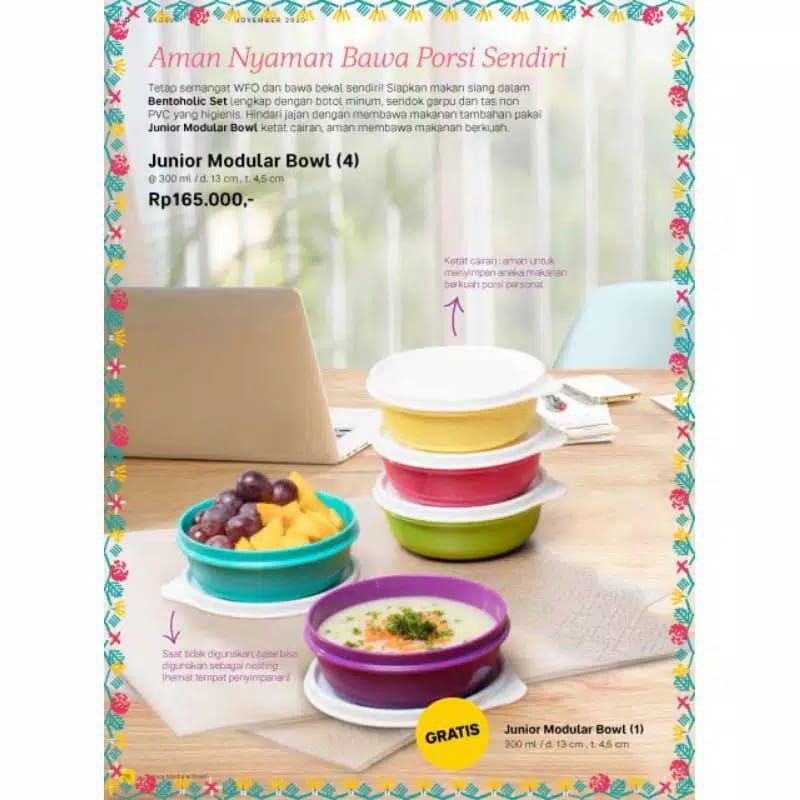 junior modular bowl wadah isi ulang makanan isi 5 4 free 1