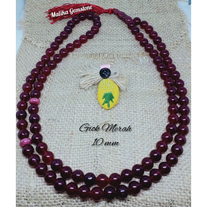 TASBIH BATU GIOK MERAH 99 BUTIR 10 MM 100% NATURAL