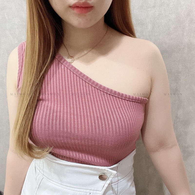 Ribbed One Shoulder Tank Top | Maimon Grosir