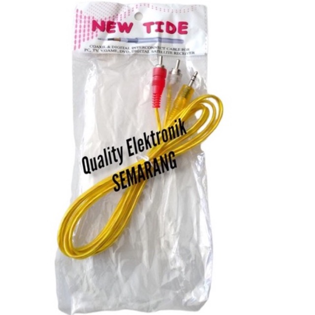 KABEL RCA 2pin to mini transparan bagus merk NEWTIDE WARNA KUNING