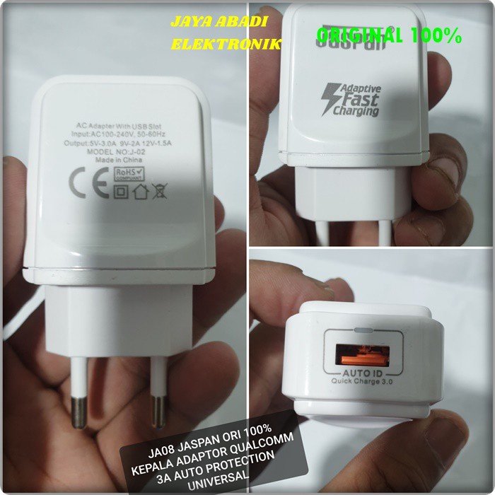 J08 ORIGINAL JASPAN 3A BATOK KEPAL CHARGER SUPER FAST CHARGING AUTO ID ADAPTER POWER BISA UNTUK SEGALA USB TYPR C MAUPUN MIKRO DAN BISA UNTUK SEGALA JENIS HANDPHONE DAN GADJET OTOMATIS VOLT SESUAI GADJETNYA