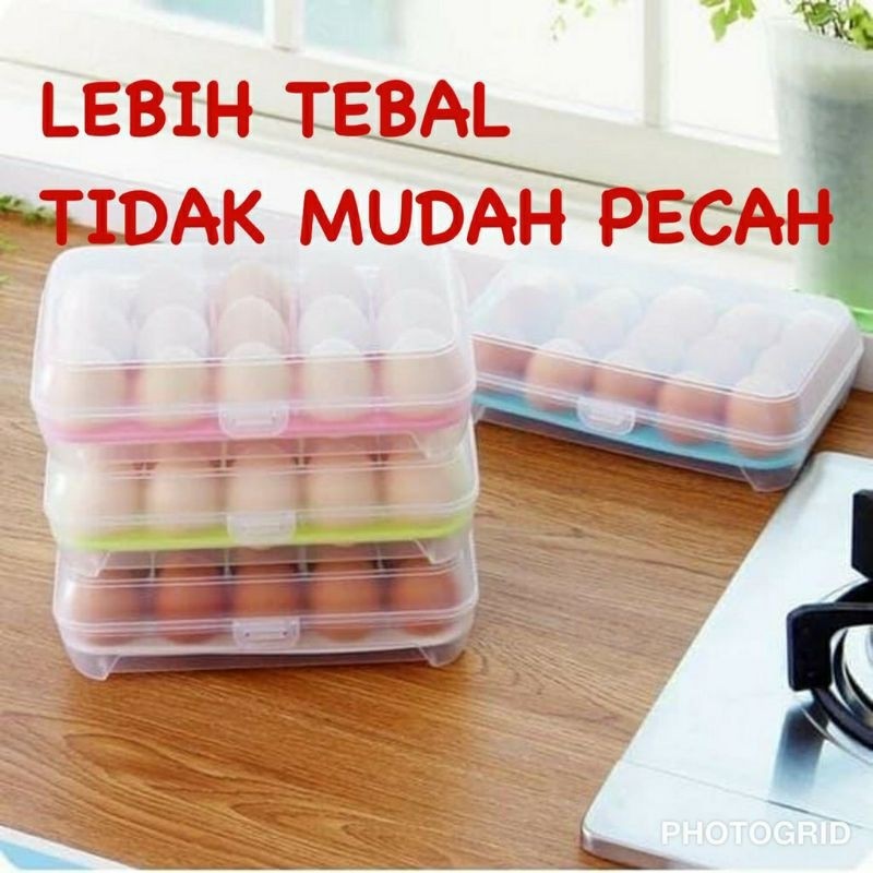 Kotak Telur Portable / Box Telur / Egg Box / Tempat Telur Serbaguna 15 sekat [1KG=10PCS] DD85 COD