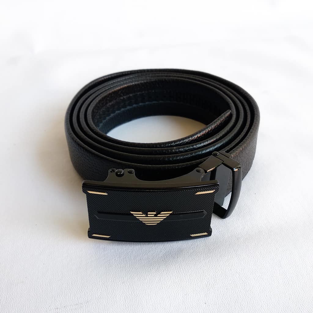RELIO Resleting 125 CM Hitam Ikat Pinggang kulit sapi Rel Sabuk Cowok Pria Ukuran Standar Normal - Originale Leather Belt