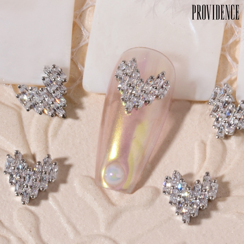 Providence 5Pcs Eye-catching Nail Decoration Exquisite Cubic Zirconia Decorative Heart Shape Nail Art Jewelry for Home