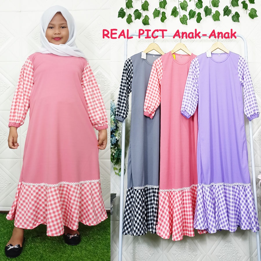 CARLINA Gamis Anak Sofia Kotak Renda Cantik 5-13tahun